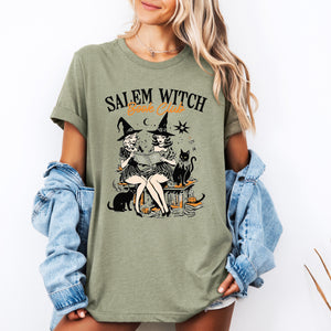 Salem Book Club Retro Cats Vintage Halloween Reading Books Classic Collectible Graphic Tee — view 2