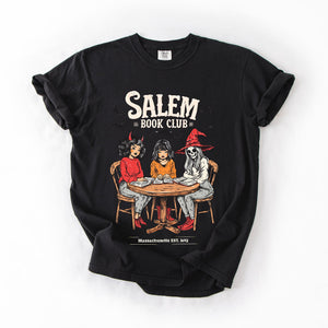 Salem Book Club Cat Retro Halloween Reading Library BookTok Edition Comfort Colors Tee — view 6
