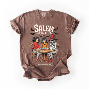 Salem Book Club Cat Retro Halloween Reading Library BookTok Edition Comfort Colors Tee — view 3
