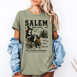 Salem Book Club Rocking Chair Retro Vintage Halloween Reading Books Classic Graphic Tee — view 3