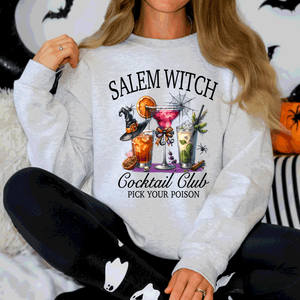 Salem Witch Cocktail Club Halloween Party Edition Retro Inspired Graphic Sweatshirt — view 4