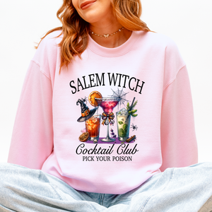 Salem Witch Cocktail Club Halloween Party Edition Retro Inspired Graphic Sweatshirt — view 1