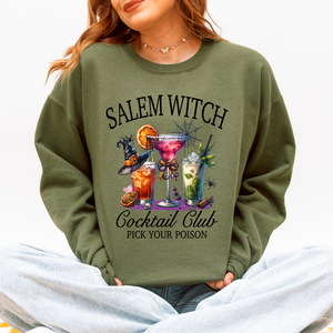 Salem Witch Cocktail Club Halloween Party Edition Retro Inspired Graphic Sweatshirt — view 3