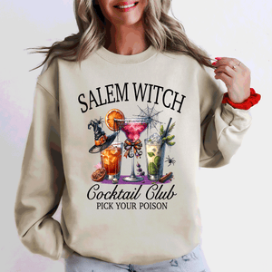 Salem Witch Cocktail Club Halloween Party Edition Retro Inspired Graphic Sweatshirt — view 2
