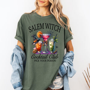 Salem Witch Cocktail Club Funny Halloween Drinks Party Limited Edition Comfort Colors Tee — view 4