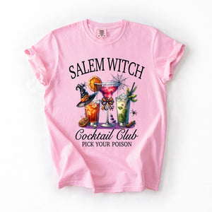 Salem Witch Cocktail Club Funny Halloween Drinks Party Limited Edition Comfort Colors Tee — view 2