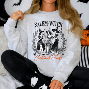 Salem Witch Cocktail Club Halloween Spooky Mystic Night Graphic Illustration Sweatshirt — view 3
