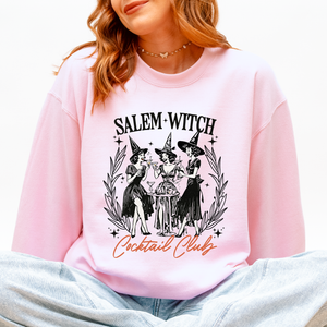 Salem Witch Cocktail Club Halloween Spooky Mystic Night Graphic Illustration Sweatshirt — view 4