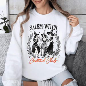 Salem Witch Cocktail Club Halloween Spooky Mystic Night Graphic Illustration Sweatshirt — view 2