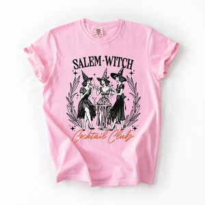 Salem Witch Cocktail Club All Hallows Eve Spooky Halloween Spirits Celebration Comfort Colors Tee — view 1