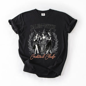 Salem Witch Cocktail Club All Hallows Eve Spooky Halloween Spirits Celebration Comfort Colors Tee — view 7