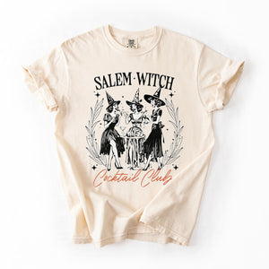 Salem Witch Cocktail Club All Hallows Eve Spooky Halloween Spirits Celebration Comfort Colors Tee — view 2