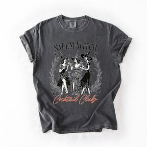 Salem Witch Cocktail Club All Hallows Eve Spooky Halloween Spirits Celebration Comfort Colors Tee — view 4