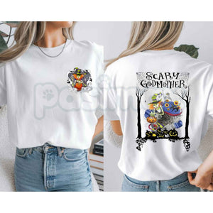 Scary Godmother Halloween Graphic T-Shirt – Retro Nostalgic Spooky Season Unisex Cotton Shirt — view 1