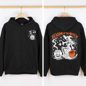 Season Of The Witch Halloween Front And Back Spooky Retro Ghost Monster Graphic Hoodie — view 5