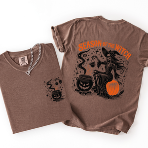 Season Of The Witch Halloween Front And Back Spooky Witching Hour Design For Halloween Season Comfort Colors Tee — view 5