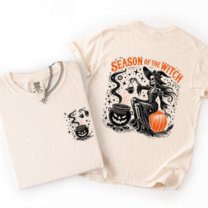Season Of The Witch Halloween Front And Back Spooky Witching Hour Design For Halloween Season Comfort Colors Tee — view 1