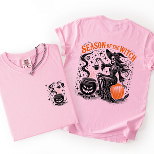 Season Of The Witch Halloween Front And Back Spooky Witching Hour Design For Halloween Season Comfort Colors Tee — view 2