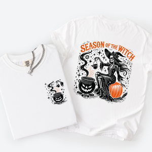 Season Of The Witch Halloween Front And Back Spooky Witching Hour Design For Halloween Season Comfort Colors Tee — view 4