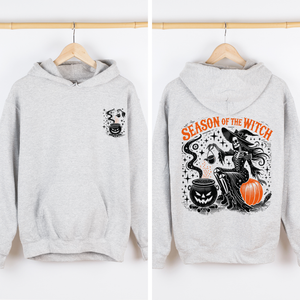 Season Of The Witch Halloween Front And Back Spooky Retro Ghost Monster Graphic Hoodie — view 2
