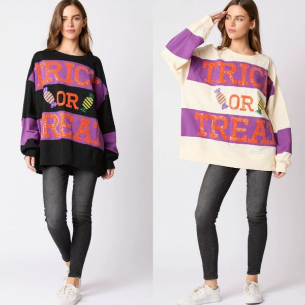 Sequin Halloween Sweatshirt for Women – Sparkly Festive Top