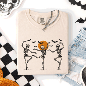 Skeleton Dancers Halloween Night Parade Of Spooky Silhouettes Comfort Colors Tee — view 2