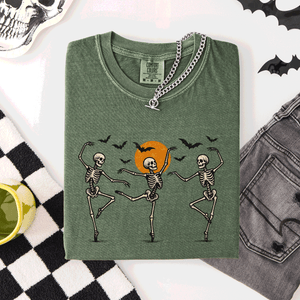 Skeleton Dancers Halloween Night Parade Of Spooky Silhouettes Comfort Colors Tee — view 1