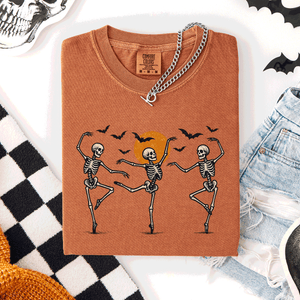 Skeleton Dancers Halloween Night Parade Of Spooky Silhouettes Comfort Colors Tee — view 6