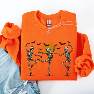 Skeleton Dancers Halloween Parade Vintage Moonlit Street Scene Cozy Retro Sweatshirt — view 9