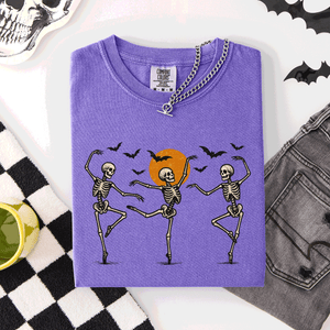 Skeleton Dancers Halloween Night Parade Of Spooky Silhouettes Comfort Colors Tee — view 10
