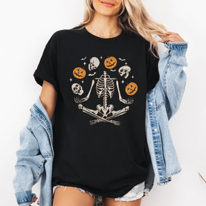 Skeleton Dancers Juggling Jack-O-Lanterns In Halloween Night Parade Of Spooky Fun Graphic Tee — view 2