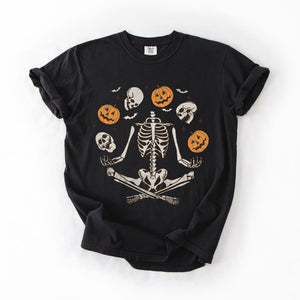 Skeleton Juggling Halloween Jack O Lantern Artwork Featuring Retro Vibes Comfort Colors Tee — view 5