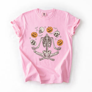 Skeleton Juggling Halloween Jack O Lantern Artwork Featuring Retro Vibes Comfort Colors Tee — view 8