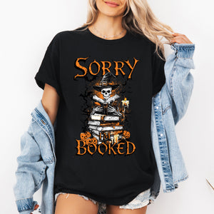 Sorry I'm Booked Skeleton Halloween Library Reading Edition Limited Classic Graphic Tee — view 4