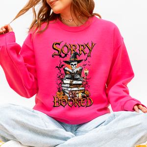 Sorry I'm Booked, Skeleton, Halloween, Library, Reading, Spooky Book Club Vibe Sweatshirt — view 6