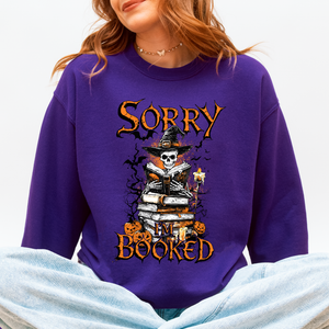 Sorry I'm Booked, Skeleton, Halloween, Library, Reading, Spooky Book Club Vibe Sweatshirt — view 9
