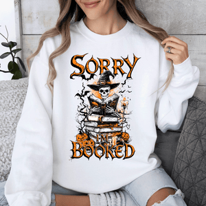 Sorry I'm Booked, Skeleton, Halloween, Library, Reading, Spooky Book Club Vibe Sweatshirt — view 10