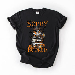 Sorry I'm Booked Skeleton Halloween Library Reading Edition Exclusive Comfort Colors Tee — view 7