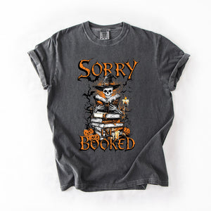 Sorry I'm Booked Skeleton Halloween Library Reading Edition Exclusive Comfort Colors Tee — view 4