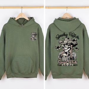 Spooky Bitch Social Club Skeleton Coquette Halloween Retro Goth Vintage Noir Graphic Hoodie — view 4
