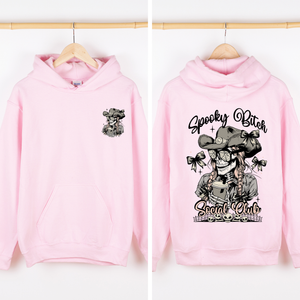 Spooky Bitch Social Club Skeleton Coquette Halloween Retro Goth Vintage Noir Graphic Hoodie — view 5