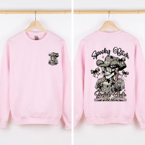 Spooky Bitch Social Club Skeleton Coquette Halloween Nightmare Graphic Sweatshirt — view 2
