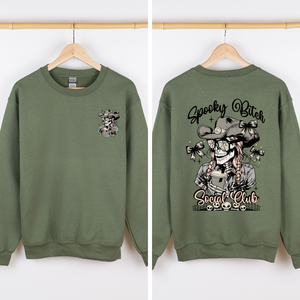 Spooky Bitch Social Club Skeleton Coquette Halloween Nightmare Graphic Sweatshirt — view 5