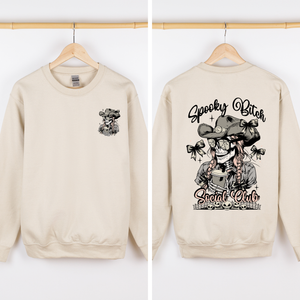 Spooky Bitch Social Club Skeleton Coquette Halloween Nightmare Graphic Sweatshirt — view 4