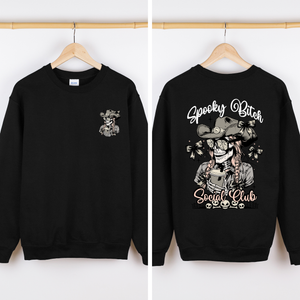 Spooky Bitch Social Club Skeleton Coquette Halloween Nightmare Graphic Sweatshirt — view 8