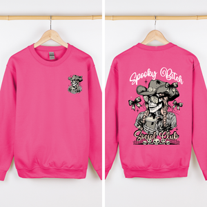 Spooky Bitch Social Club Skeleton Coquette Halloween Nightmare Graphic Sweatshirt — view 9