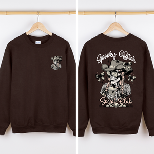 Spooky Bitch Social Club Skeleton Coquette Halloween Nightmare Graphic Sweatshirt — view 1