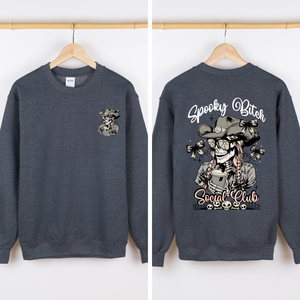 Spooky Bitch Social Club Skeleton Coquette Halloween Nightmare Graphic Sweatshirt — view 6