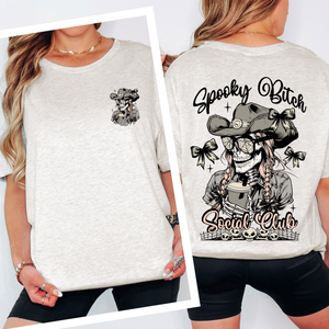 Spooky Bitch Social Club Skeleton Coquette Halloween Gothic Punk Collection Graphic Tee — view 2