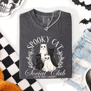Spooky Cat Social Club Halloween Ghosts Witch Limited Edition Comfort Colors Tee — view 4